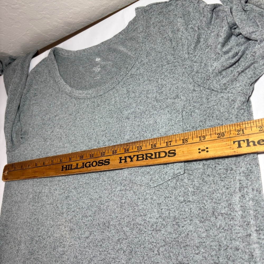 SO Cozy Top Women's Gray Heathered Long Sleeve T-Shirt Pocket Top Size Large‎ - Picture 6 of 7